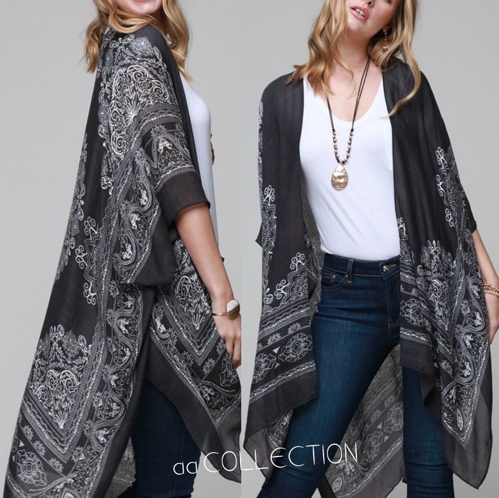 Mandala kimono paisley print scarf coverup beach
